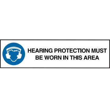 Overhead Signs - Hearing Protection Must Be Worn In This Area W/Picto