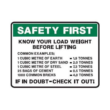 Forklift Safety Signs - Know Your Load Weight Before Lifting