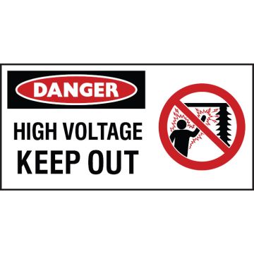 Electrical Hazard Warning Signs  - High Voltage Keep Out + Symbol