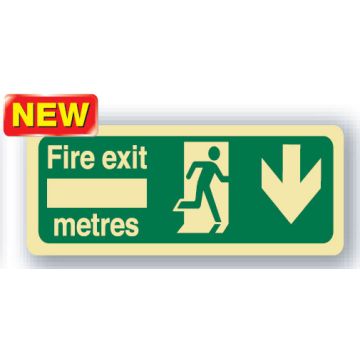 Exit And Evacuation Floor Signs  - Fire Exit Metres Man/Rr Arr/D