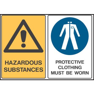 Multiple Warning Signs  - Hazardous Substances/Protective Clothing Must Be Worn