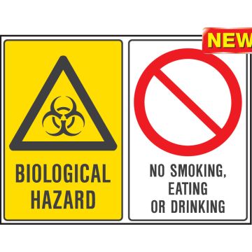 Multiple Warning Signs  - Biological Hazard/No Smoking, Eating Or Drinking