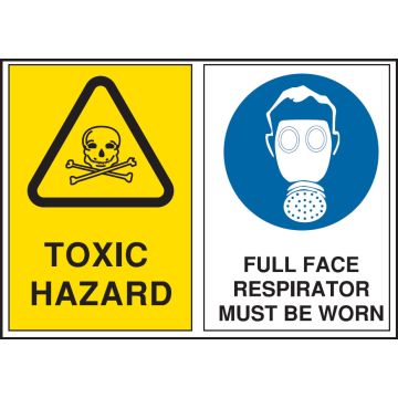 Multiple Warning Signs  - Toxic Hazard/Full Face Respirator Must Be Worn