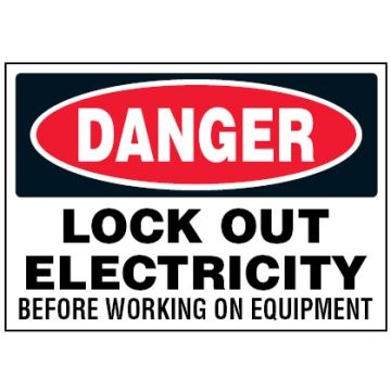 Arc Flash & Lockout Labels - Lock Out Electricity Before Working On Equipment