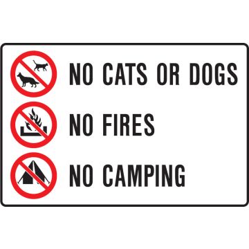 Park & Playground Signs - No Cats Or Dogs No Fires No Camping