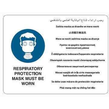 Multilingual Sign - Respiratory Protection Mask Must Be Worn