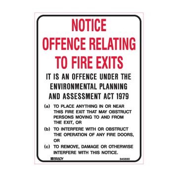 Fire Marker/Disc Signs - Offences Relating To Fire Exits