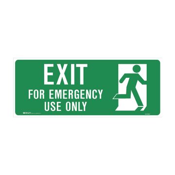 Luminous Emergency Exit Sign with Picto, 450mm (W) x 180mm (H), Self Adhesive Polyester