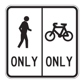 Bicycles only/Pedestrians only - Bicycle on Right