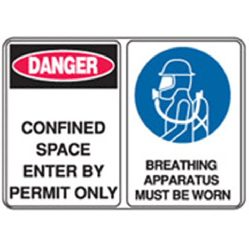 Mandatory Signs  - Confined Space Enter By Permit Only Breathing Apparatus Must Be..