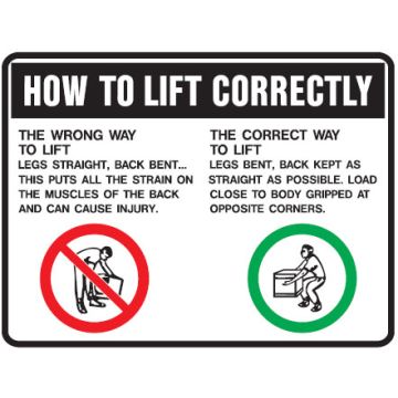 Manual Handling Signs - How To Lift Correctly