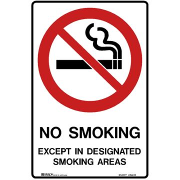 No Smoking Signs - No Smoking Except In Designated Areas