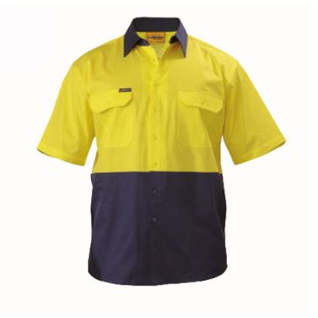 Bisley Cool Lightweight Hi-Vis Vented Drill Shirt - Short Sleeve