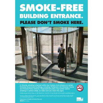 VIC State No Smoking Signs - Smoke-Free Building Entrance