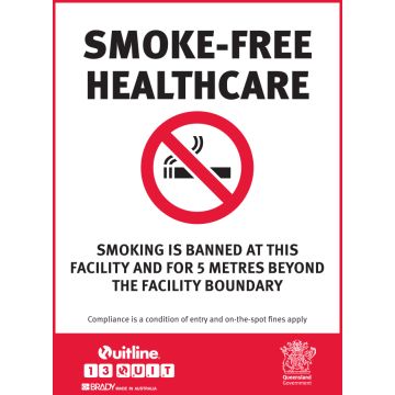 QLD State No Smoking Signs - No Smoking Within 5 Metres