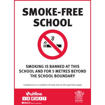 QLD State No Smoking Signs - No Smoking Within 5 Metres Of This School