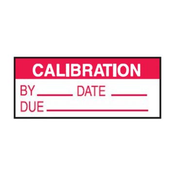 Colour Coded Calibration Labels - Calibration By Date Due, 38mm (W) x 15mm (H), Red, Pack of 25 Cards