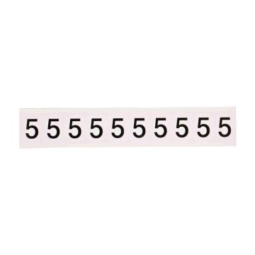 Outdoor Numbers and Letters, "5", 25.4mm Font Size, 27mm (W) x 38.1mm (H), Vinyl, Black on White