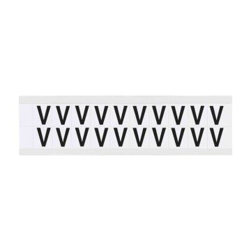 Outdoor Numbers and Letters, "V", 15.875mm Font Size, 16.66mm (W) x 19.05mm (H), Vinyl, Black on White