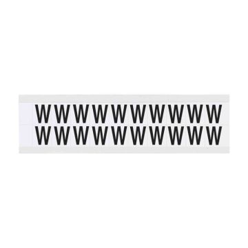 Outdoor Numbers and Letters, "W", 15.875mm Font Size, 16.66mm (W) x 19.05mm (H), Vinyl, Black on White