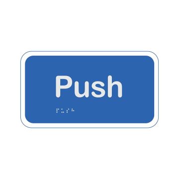 Premium Braille Sign - Push (Horizontal), Anodised Aluminium, 85 x 135mm