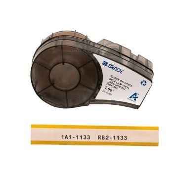 Self-Laminating Vinyl Wrap Around Labels with Ribbon for M21 Printers - 25.40mm (W) x 4.27m (L), Black on White, M21-1000-427, Cartridge of 4.27m