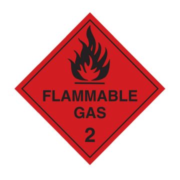 Dangerous Goods Labels - Flammable Gas 2, 270mm (W) x 270mm (H), Metal, Class 2 Reflective