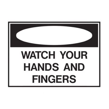 Small Stick On Labels - Watch Your Hands And Fingers, 125mm (W) x 90mm (H), Self Adhesive Vinyl, Pack of 5 