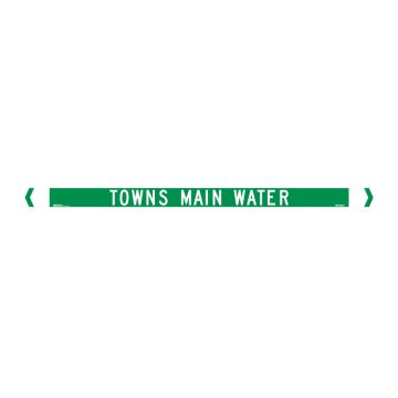 Standard Pipe Marker, Self Adhesive, Towns Main Water, 40-75mm O.D. - Pack of 10 