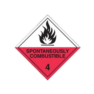 Dangerous Goods Labels - Spontaneously Combustible 4, 250mm (W) x 250mm (H), Self Adhesive Vinyl 