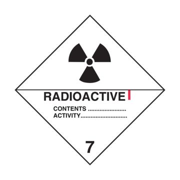 Dangerous Goods Labels - Class 7, Radioactive I