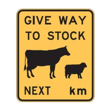 Speciality Road Signs - Give Way To Stock, 900mm (W) x 900mm (H), Class 2 Reflective Aluminium