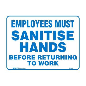 Hygiene And Food Safety Signs - Employees Must Sanitize Hands Before Returning To Work