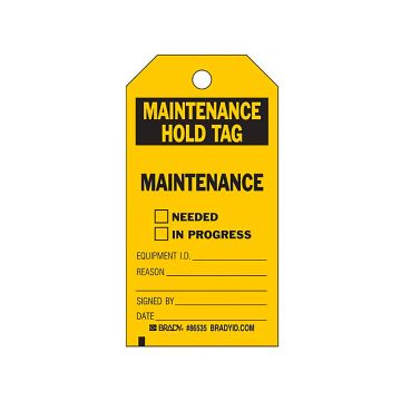 Lockout Tags - Maintenance Hold Tag, 75mm (W) x 145mm (H), Economy Polyester, Pack of 10