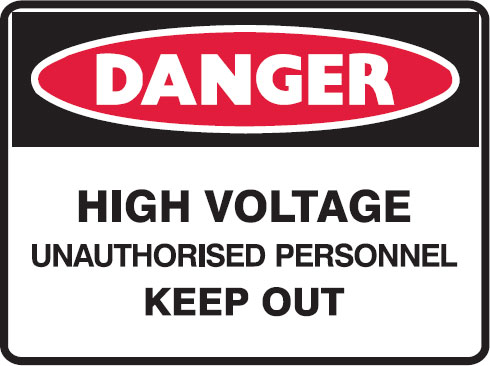 Electrical Hazard Signs - High Voltage Unauthorised Personnel Keep Out, 900mm (W) x 600mm (H), Metal