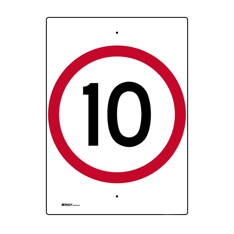 Regulatory Road Sign - R4-1 Speed Limit 10, 450mm (W) x 600mm (H), Class 1 (400), Aluminum 