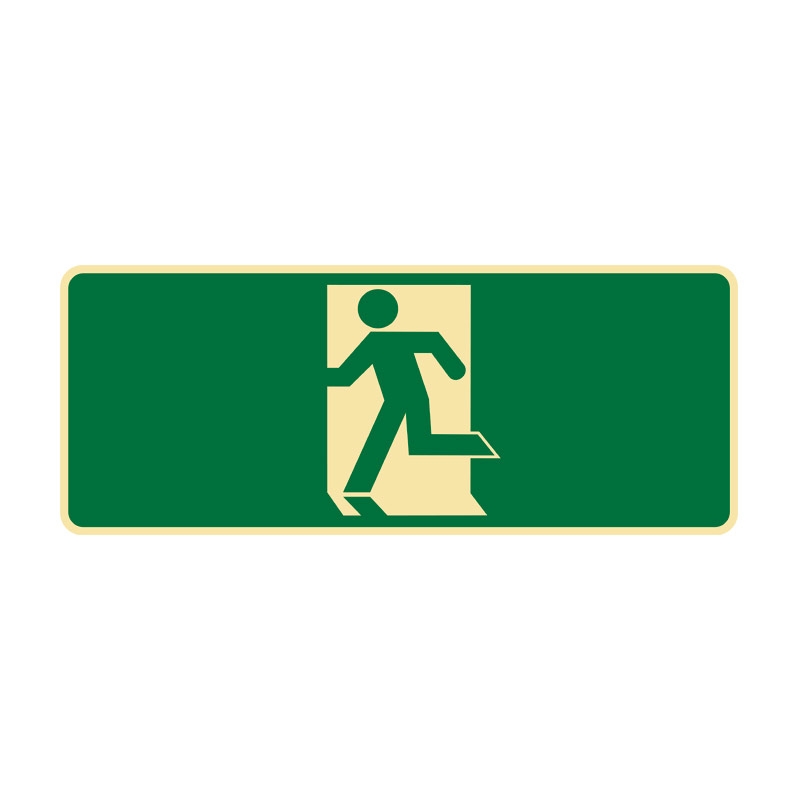 Exit Sign - Left Running Man Luminous Self-stick Polyester 300 x 125mm