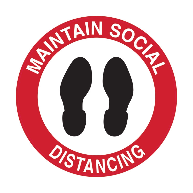 Floor Marking Sign – Maintain Social Distancing, 440mm