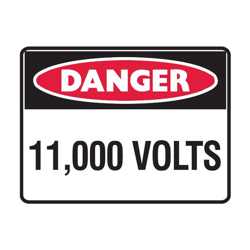 Danger Signs - Danger 11,000 Volts, 450mm (W) x 300mm (H), Metal