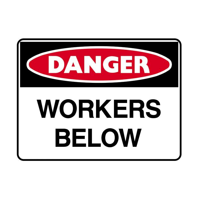Danger Signs - Workers Below, 450mm (W) x 300mm (H), Polypropylene