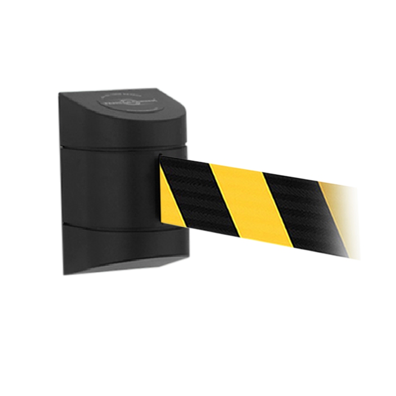 Tensabarrier Wall Mount Barrier Units - 4.6m webbing, Black/Yellow